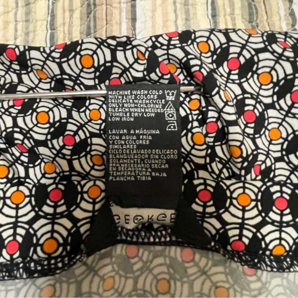 George Stretch Women's XL Black White Pink Orange Geometric Knee Length Skirt - Picture 4 of 7